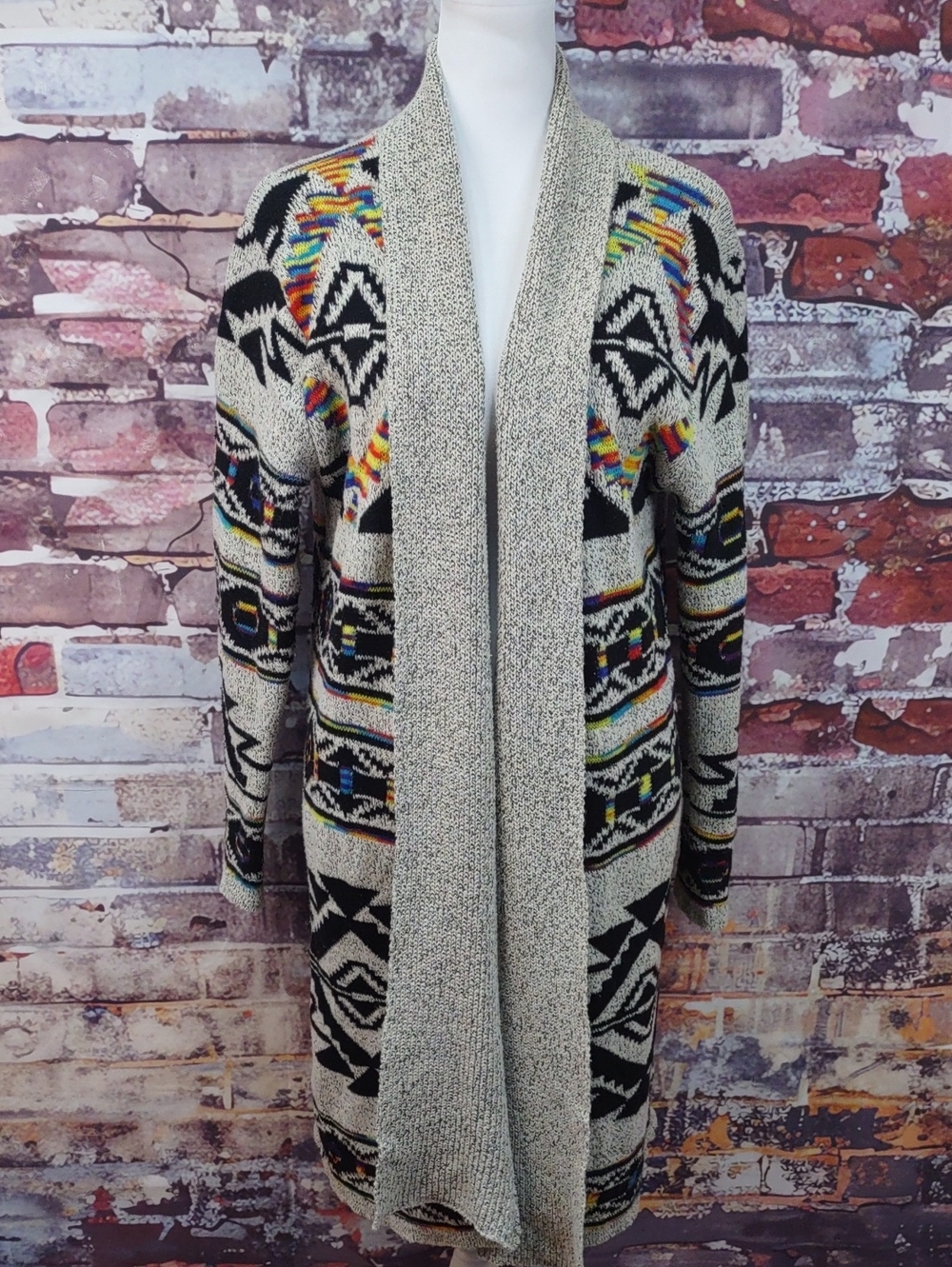 Open-Front Aztec Knit Cardigan